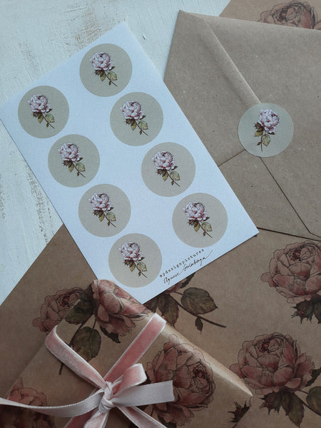 Vintage rose sticker set