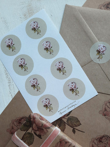 Vintage rose sticker set