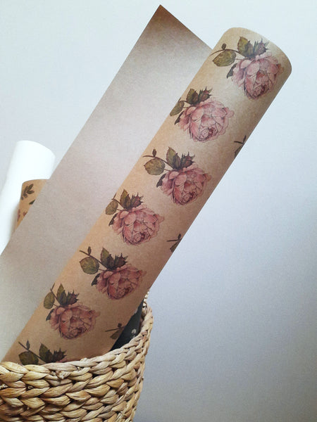 Vintage rose kraft wrapping paper