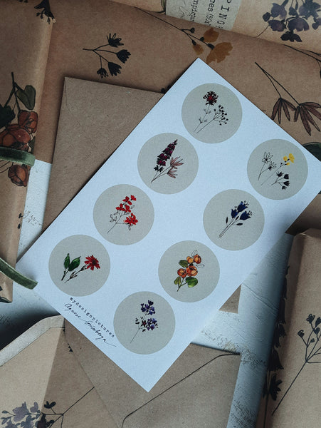 Meadow flowers sticker set