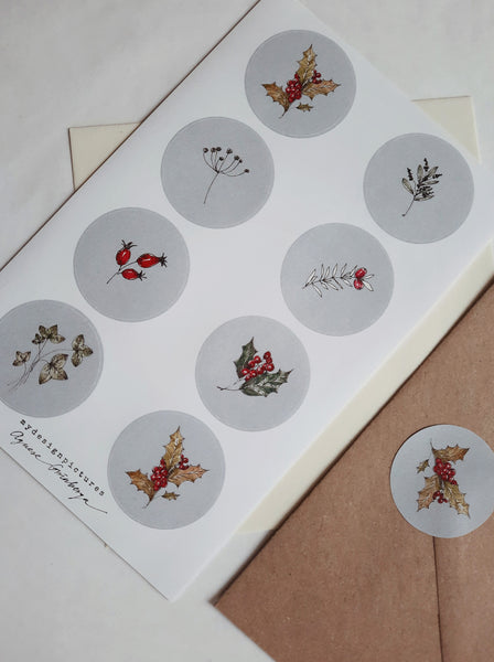 Winter florals sticker set