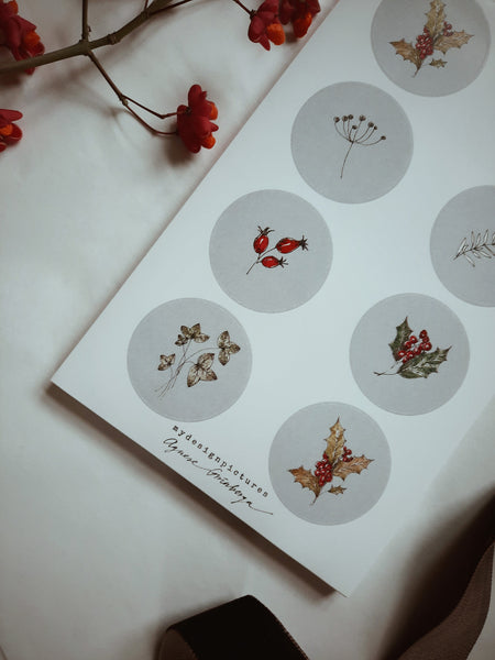 Winter florals sticker set