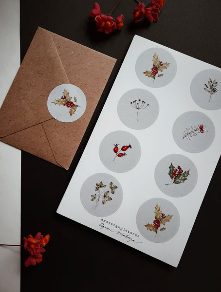 Winter florals sticker set