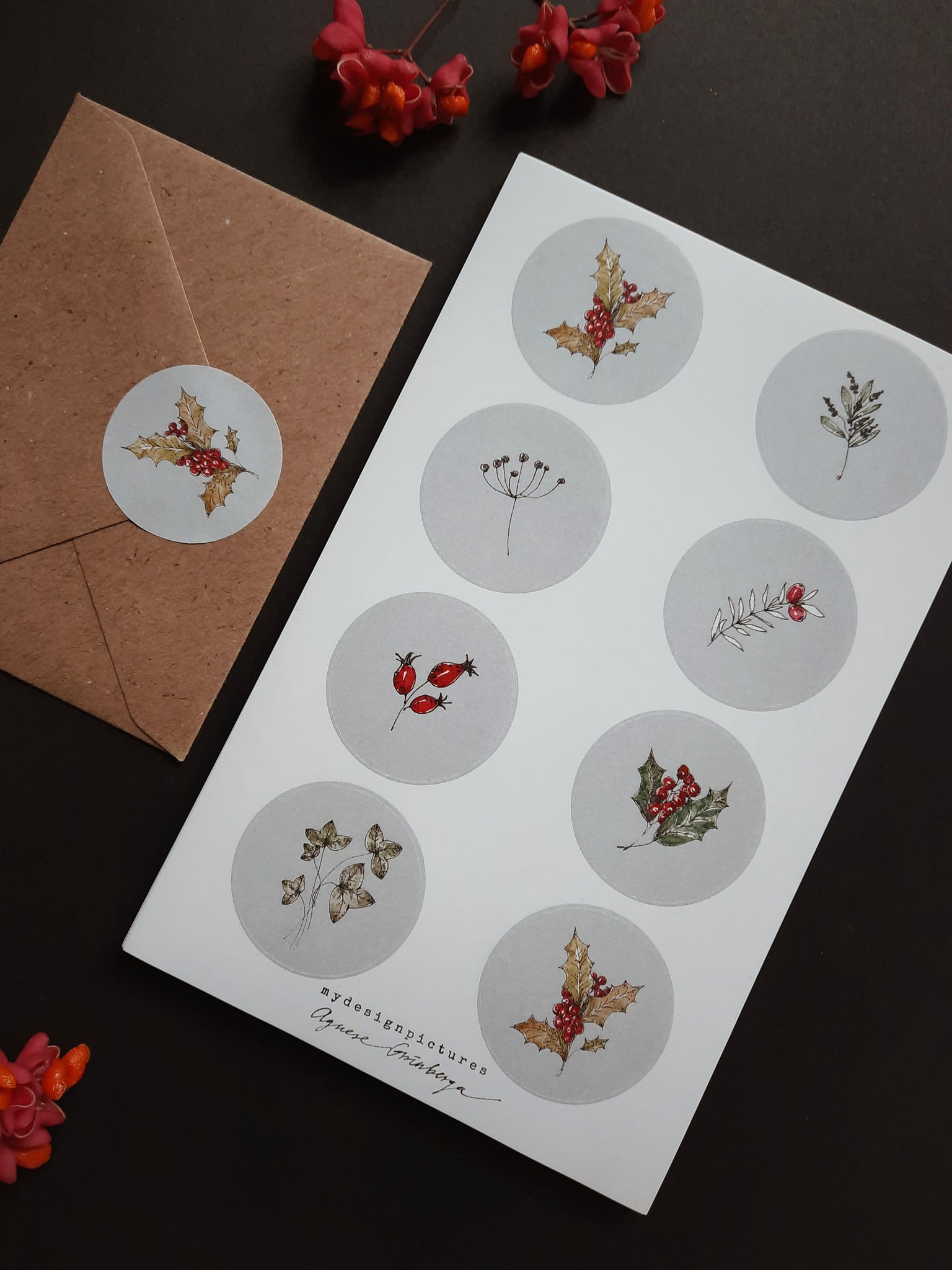 Winter florals sticker set