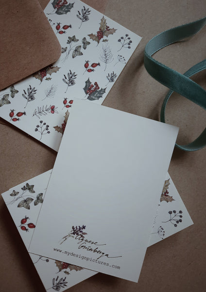 Winter season florals/small flat card