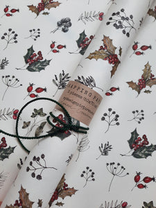 SET OF 3 pieces WINTER FLORALS pure white wrapping paper