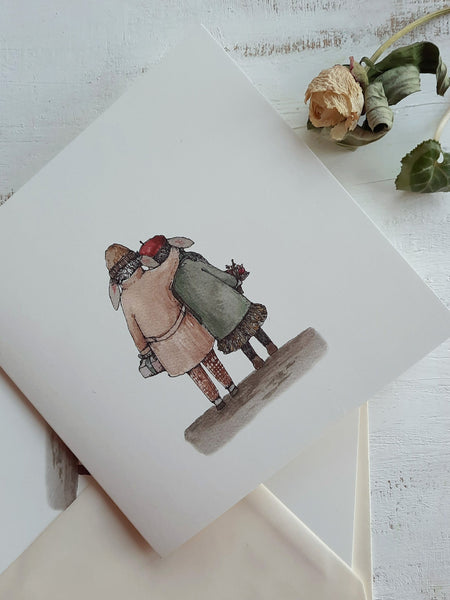 Romantic couple, folded card