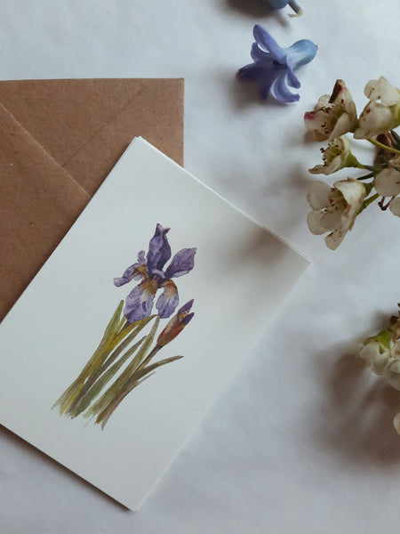 Blue iris card, small flat card