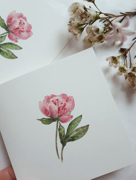 Pink peony, folded card