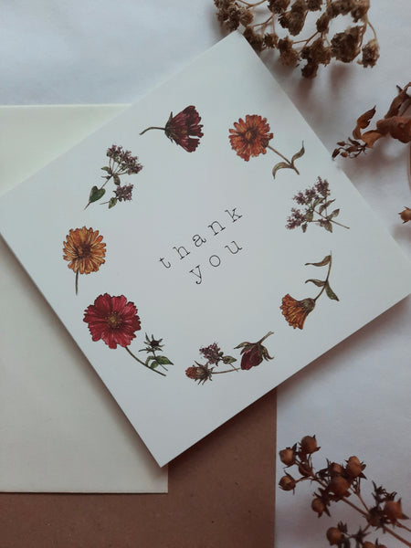 Thank you card, square flat card