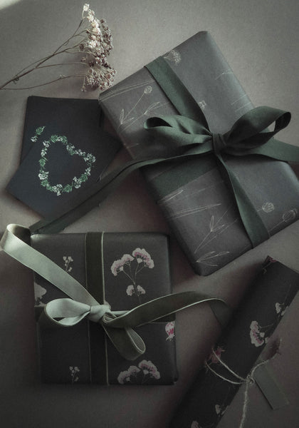 Graphical floral kraft wrapping paper