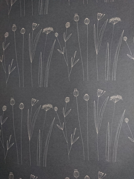 SET OF 3 pieces GRAPHICAL FLORAL kraft wrapping paper
