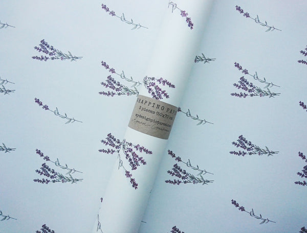 SET OF 3 pieces LAVANDER pure white wrapping paper