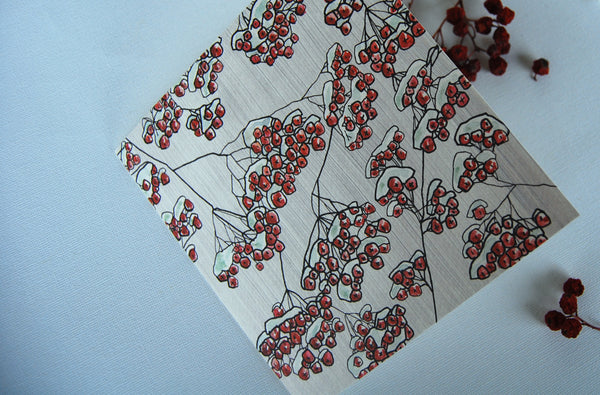 Winter Rowan berries, folded card