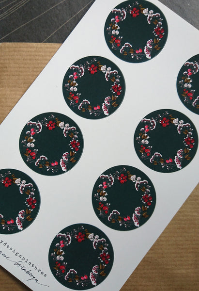 Floral wreath sticker set