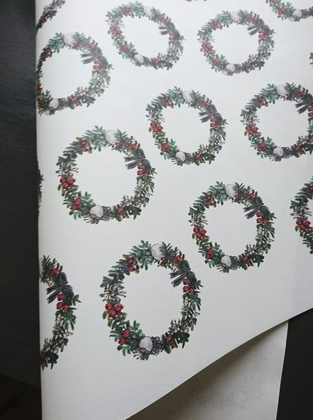 Christmas wreath pure white wrapping paper