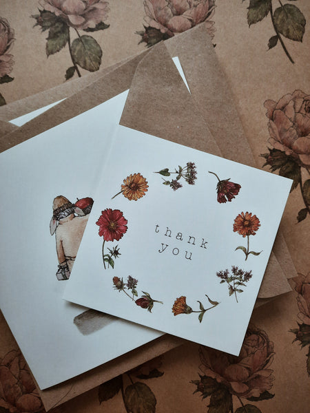 Thank you card, square flat card