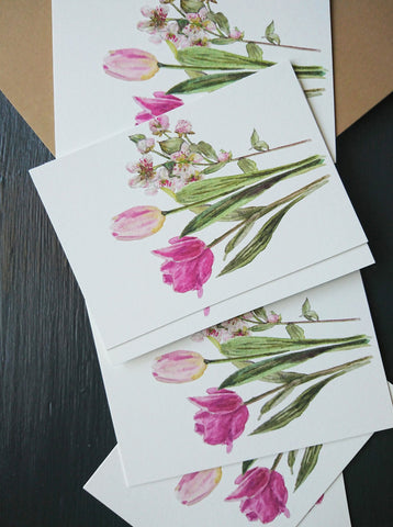 Spring flowers, small flat card